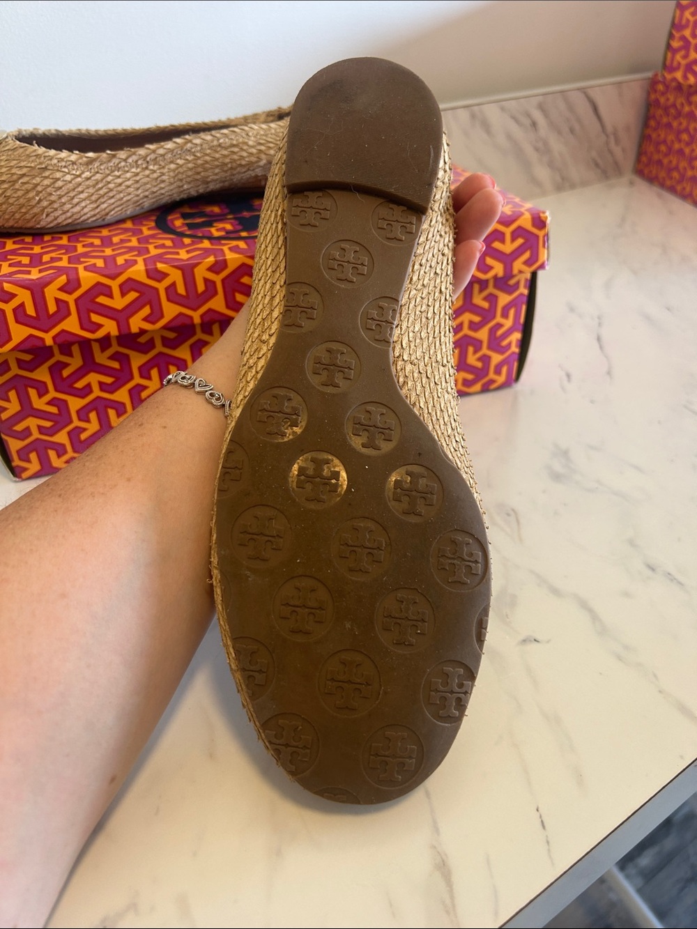 Tory Burch Metallic Gold Reva Logo Ballet Flats - Picture 8 of 12